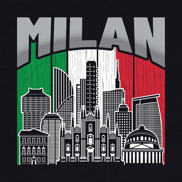 Milan Italy Skyline Vintage Flag by travel2xplanet